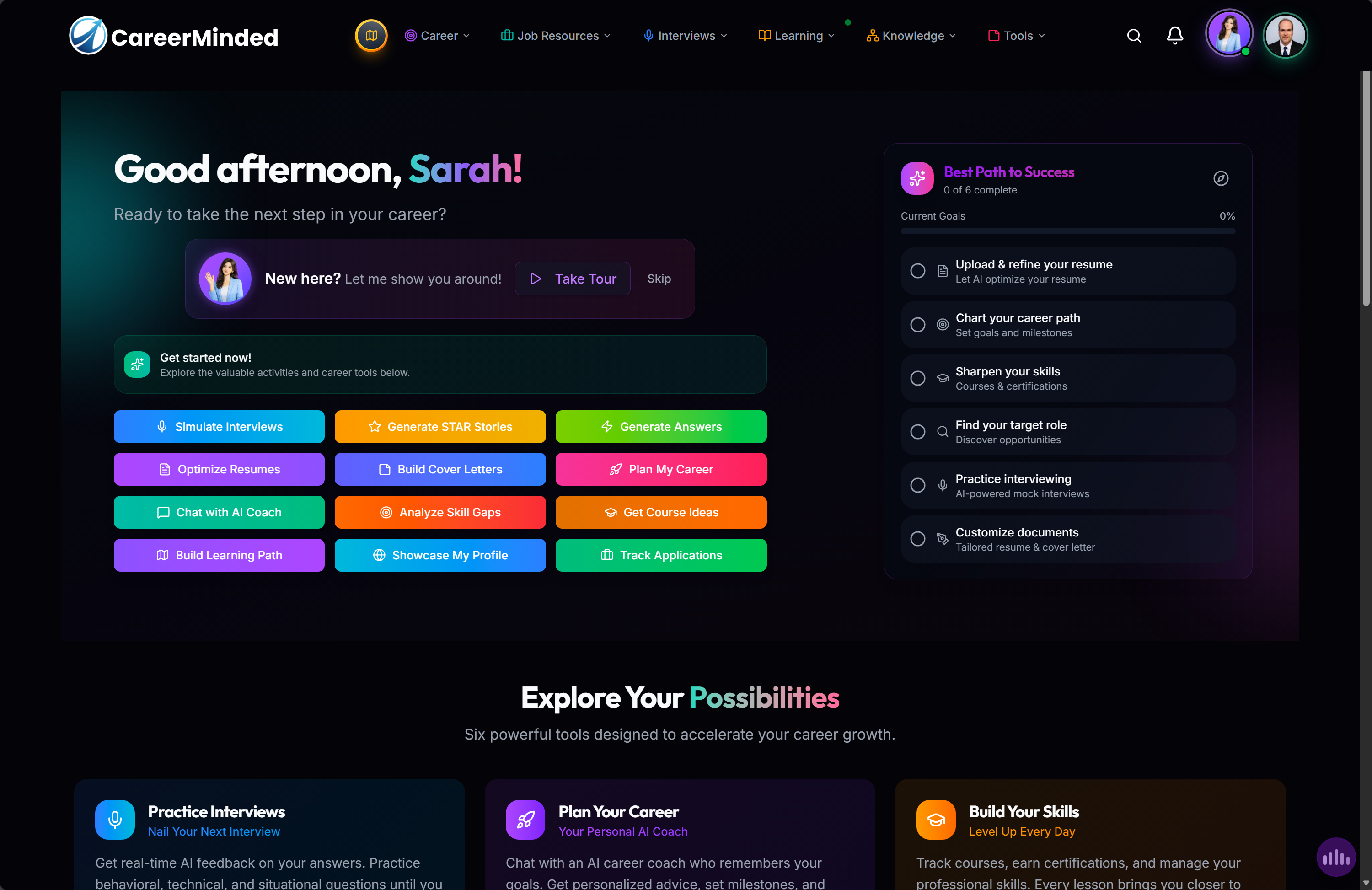 CareerMinded dashboard screenshot